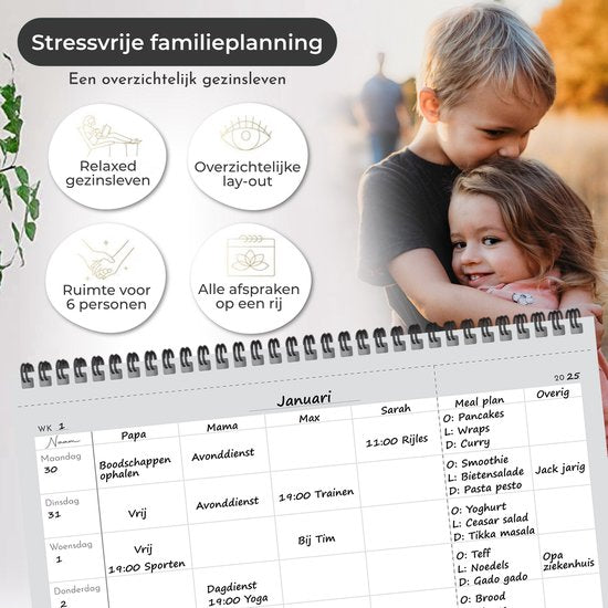 Systemyze Familieplanner Pro 2025 - Planner - Weekplanner - Gezinsplanner - Family Planner - Ongedateerd - Grijs