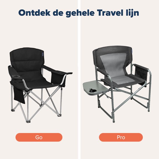 TRVLMORE Campingstoel - Opvouwbaar - Lichtgewicht - 120 kg draagvermogen - Zwart