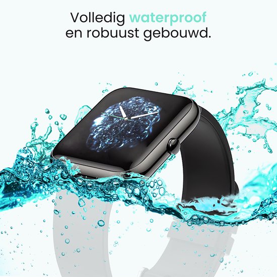 MAOO Amplify Smartwatch – Incl. Screenprotector – Hartslag, Bloeddruk & Bloedsaturatie – Slaapmonitor – Stappenteller – Afstandsmeting – Waterproof – Android & iOS – Zwart