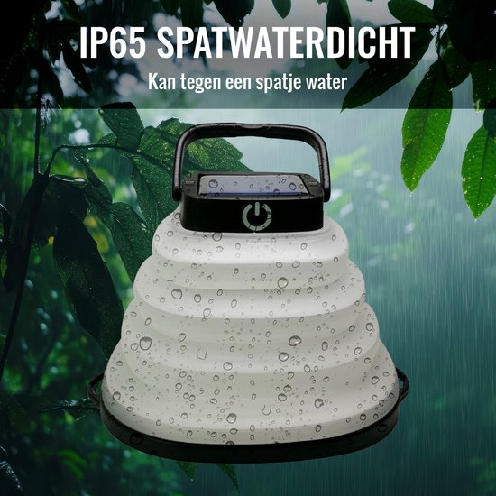 Tech Essentials Solar LED Lantaarn - Opvouwbaar - Zwart - Tentlamp - Led Lamp Oplaadbaar - Kamperen - Nood - Storm - Hanglamp - Zonne Energie