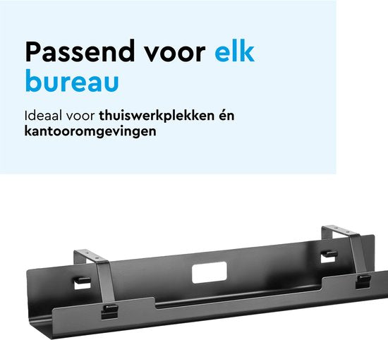 BRASQ Universele kabelgoot Zwart voor onder het bureau - Inclusief Kabel Organisers - Kabel Management - Cable Management