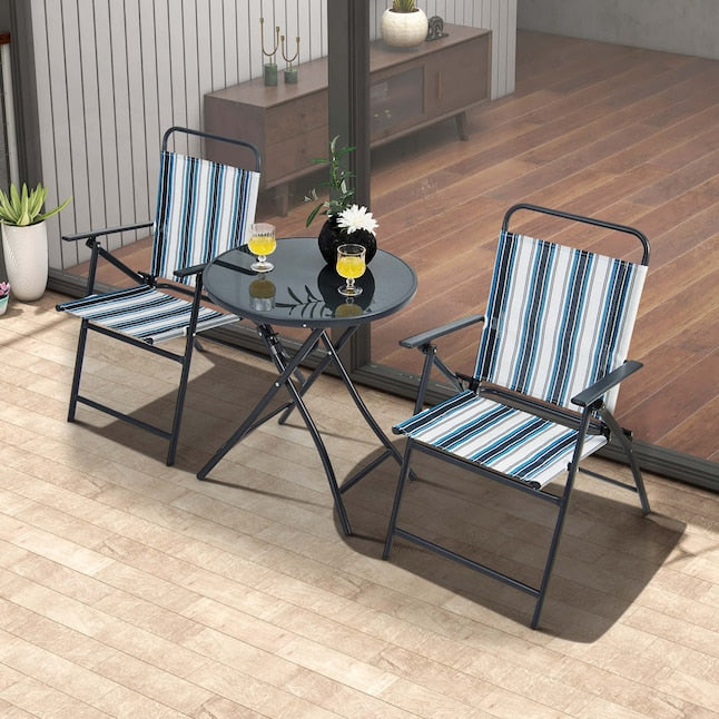 Coast 3-delige balkon set bistrotisch met 2 vouwstoelen zitplaatsen ingesteld met robuust metalen frame