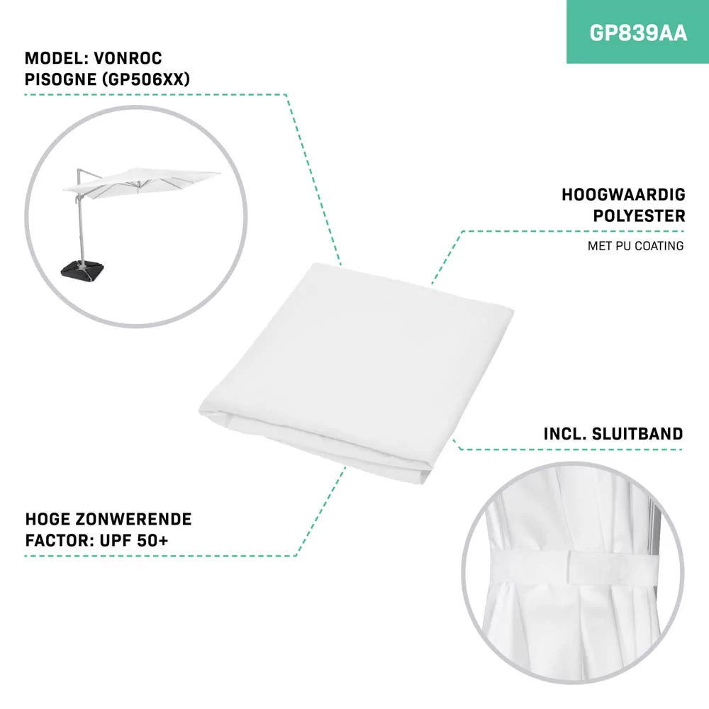 Parasoldoek - 300x300cm - Voor Zweefparasol Pisogne GP506XX | Wit