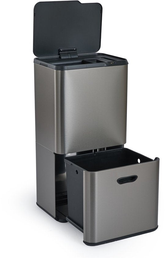 Umuzi Cleaning Prullenbak 63L - Sensor - Metaalgrijs - 30,5x41x78cm
