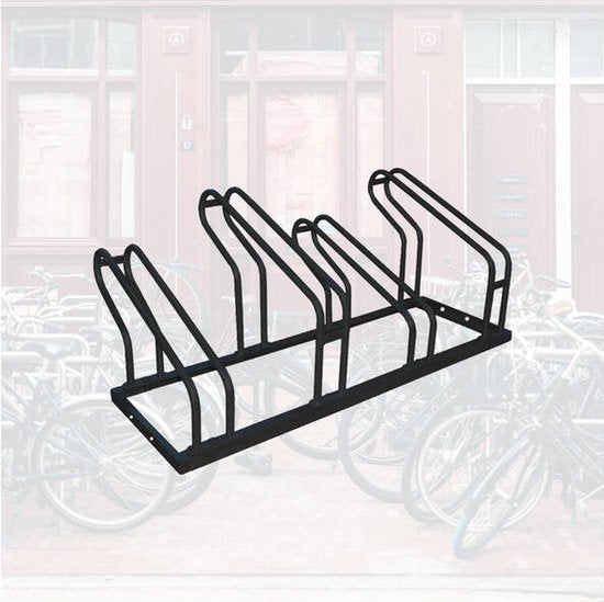 BRASQ Fietsenrek voor 4 Fietsen - Fietsenstandaard - Fietsrek - Fietsbeugel voor Vloer Inclusief bevestigingsmateriaal - Zwart