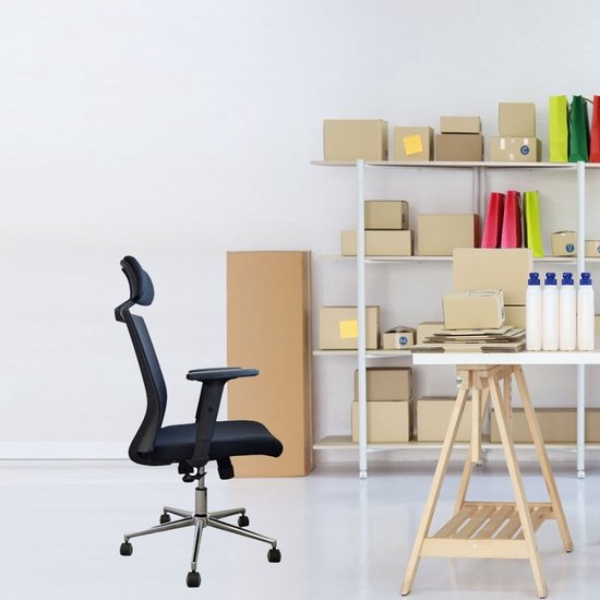 BRASQ OC400 Ergonomische Bureaustoel Zwart met Hoofdsteun - Bureaustoelen - Bureaustoelen voor Volwassenen - Gaming stoel 50 x 49 x 118 cm