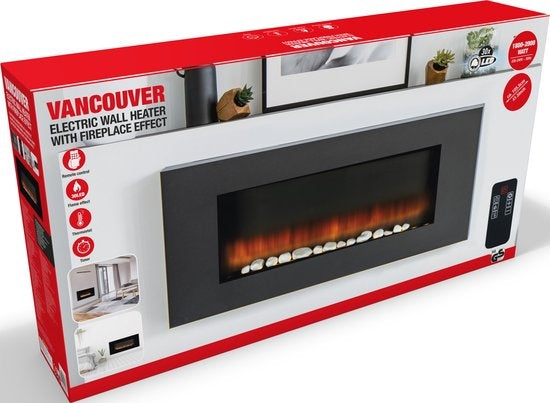 Classic Fire Elektrische Sfeerhaard Vancouver - Afstandsbediening en Timer - LED Vlammen - 2000W - Zwart