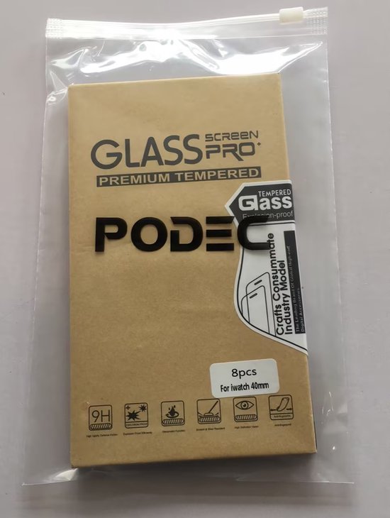 Screenprotector geschikt voor Apple Watch Series 4 / 5 / 6 / SE - 40 mm Screen Protector - Podec - 8 Stuks