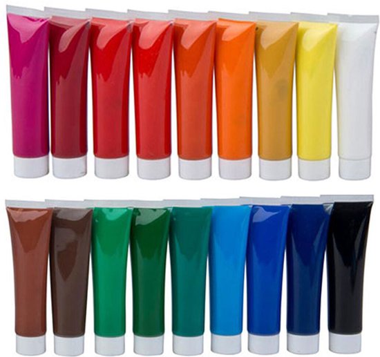 Artist & Co Acrylverf Set – 18 Tubes à 36 ml – Heldere Kleuren – Sneldrogend – Voor Canvas, Papier en Hout – Geschikt voor Beginners en Hobbyisten