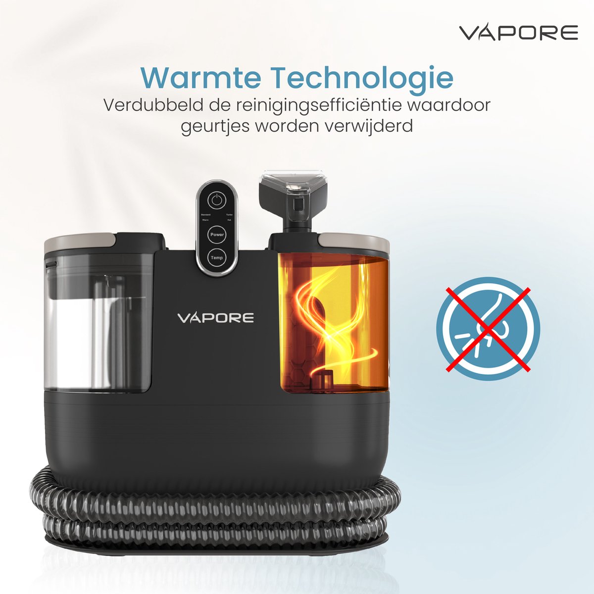 Vapore Tapijtreiniger - Draagbare Vlekkenreiniger - 1200W - Tapijtre Reinigen | Meubelreiniger | Met Zuigvermogen | Zetelreiniger | Zwart