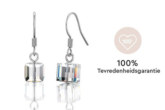 Yolora Dames Oorbellen met Kalpa Camaka Kristallen - Zilverkleurig - 18K Witgoud Verguld - Vrouwen Oorhangers Zilver - Sieraden - Geschenkdoos - Luxe Giftbox - Cadeau doos - Mooie Cadeauverpakking - Exclusieve Geschenkverpakking - Moederdag Cadeautje
