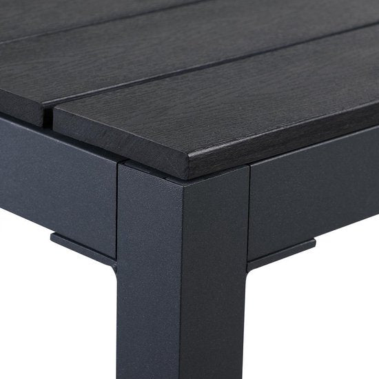 Tuinset 6 + 1 Klapstoelen Tuintafel \/u2013 Aluminium 140x80cm - Grijs