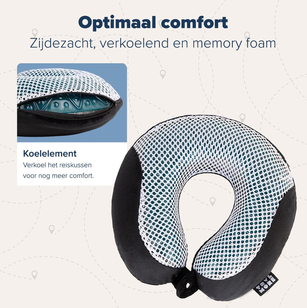 TRVLMORE Nekkussen - Reiskussen voor Vliegtuig en Auto - U Vorm - Memory Foam - Zwart