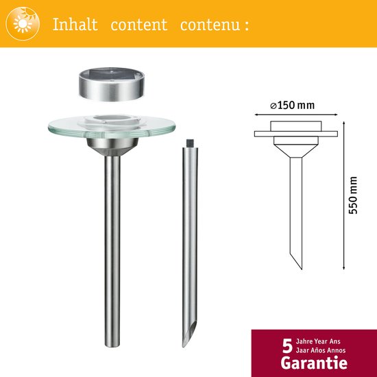 Solar LED-tuinspots Ufo IP44 3000K Edelstaal, Helder