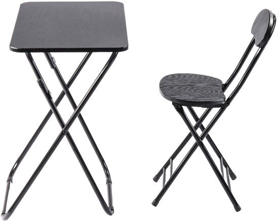 Ceruzo Kinder Klaptafel met Stoel – Zwart – Opvouwbaar – MDF - Metaal