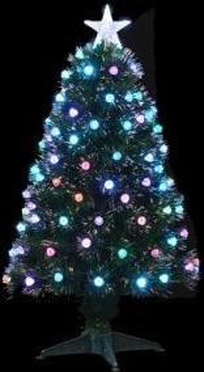 Luca Lighting Genova kerstboom fibre optic – groen multicolour, 95 LED, H 90 × Ø 40 cm, quick‑flash