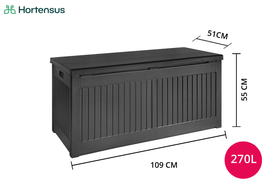 Hortensus opbergkoffer van 390 Liter - 152 x 56 x 11cm - 200 KG + - Zwart