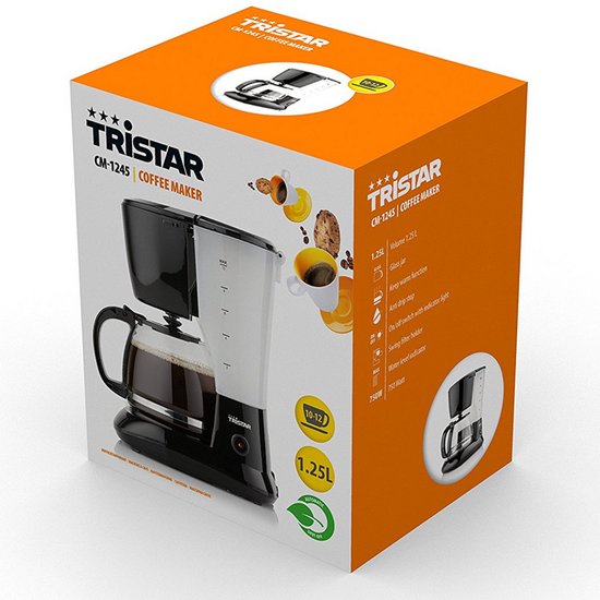 Tristar Koffiezetapparaat filterkoffie 750W - CM-1245 - 1,25L, 10 koppen - Camping geschikt - Zwart