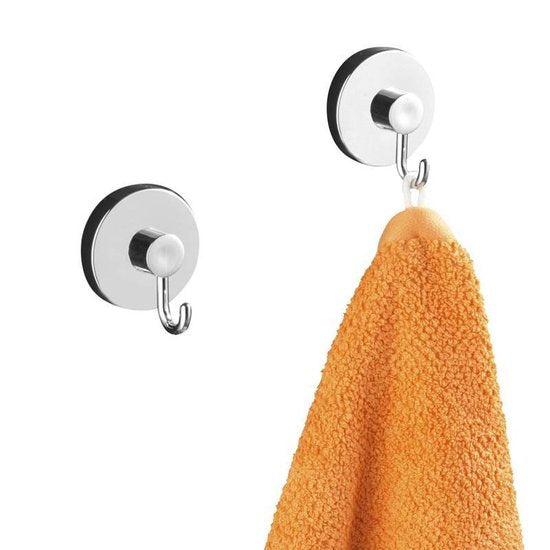 WENKO Vacuum-Loc Handdoekhaken 2 Stuks chroom - Wandhaak - Handdoekhouder - Handdoekhaakjes - Bevestigen zonder boren