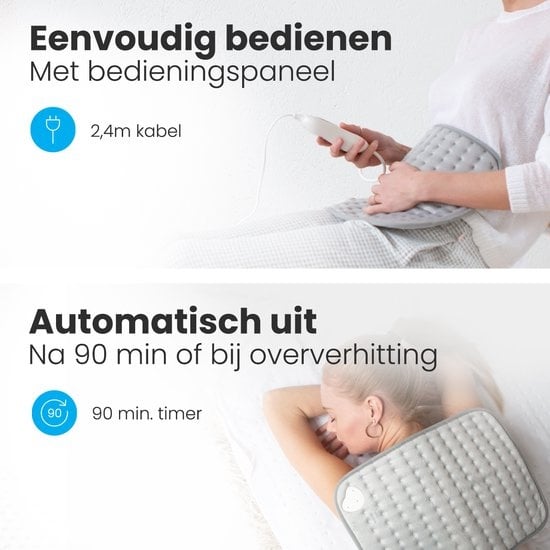 Auronic Warmtekussen - Elektrisch - 40x30cm - Nek en Schouders - Wasbaar - Grijs