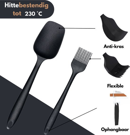 VAIVE Spatel set 6 Stuks - Spatel silicone - Spatelset – Keukengerei – Pannenlikker - Bakspaan- Pottenlikker