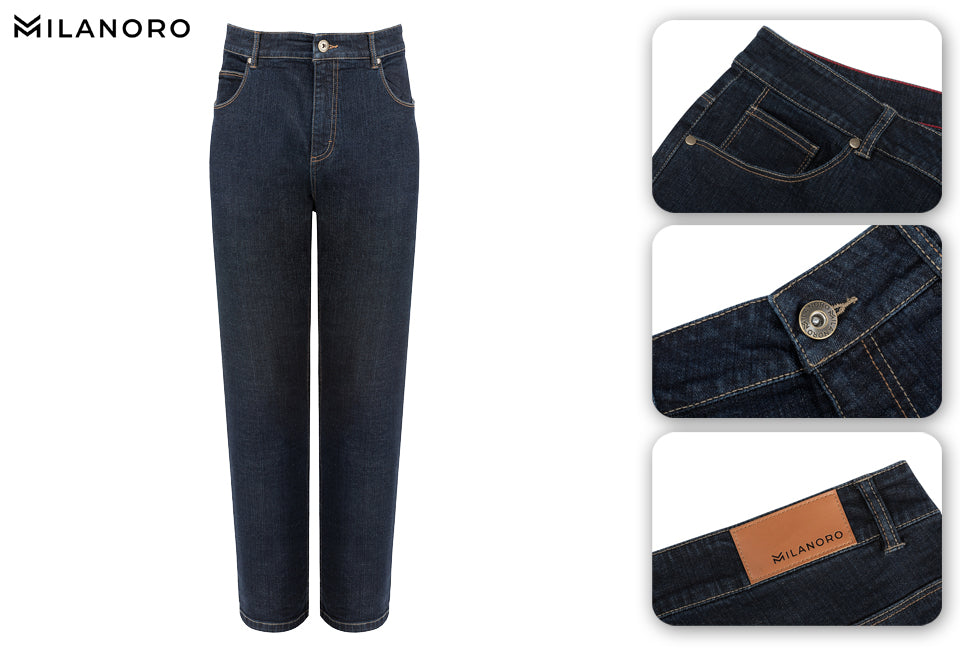 Milanoro - Stijlvolle jeansbroek voor heren - Zwartblauw - W31 - L32
