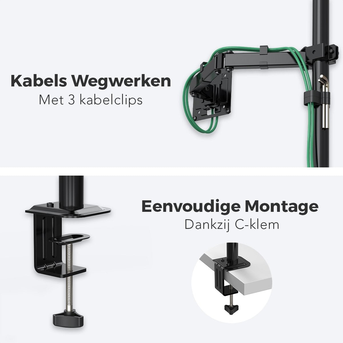 Auronic Monitor Arm - 1 Scherm - 13 tot 32 Inch - Verstelbaar - Staal - Zwart