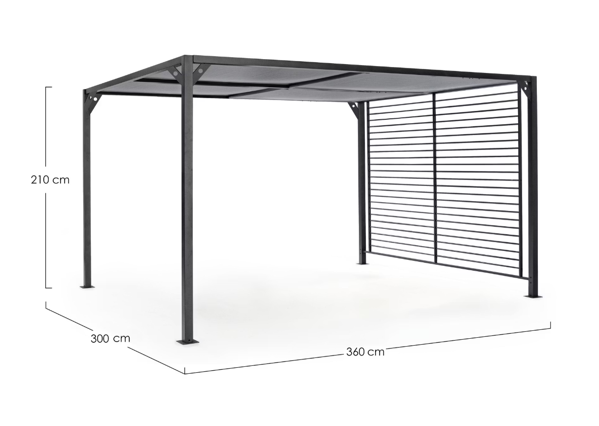 Bizotto Pergola Noah - Met Schuifdak - 300 x 360 x 210 cm - Aluminium Frame - Antraciet