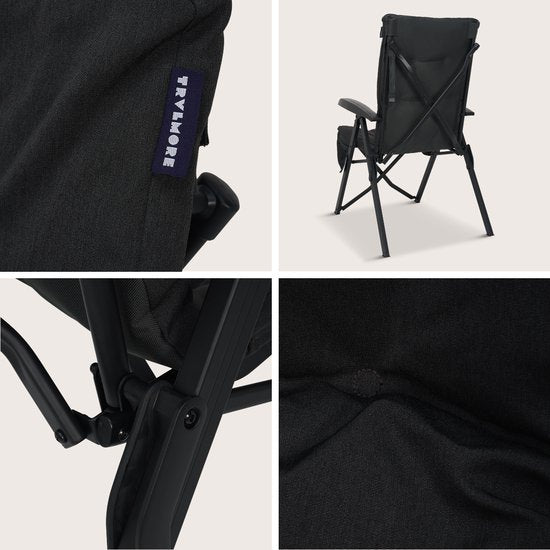 TRVLMORE Campingstoel Luxe - Opvouwbaar - 150KG Draagvermogen - Incl. Draagtas - Klapstoel - Kampeerstoel - Vouwstoel - Zwart