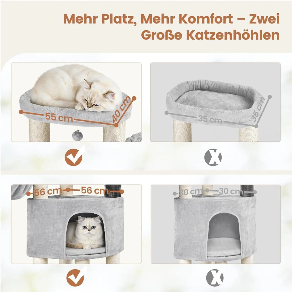Yaheetech Krabpaal 160 cm H - ⌀11 cm Sisalstammen, Platforms & Kattenholen - Lichtgrijs & Beige