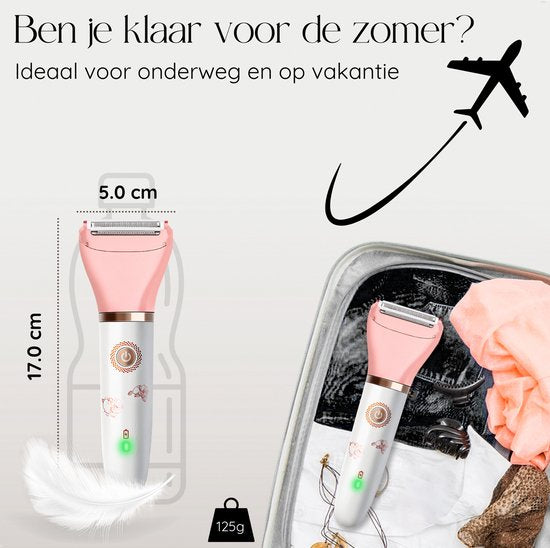 2-in-1 Ladyshave Gezicht - Oksels - Benen - Bikinilijn - Sansbeauté® - Scheerapparaat Vrouw - Ontharingsapparaat Electrisch Ontharen - Gezichtsontharing Dames - Trimmer Vrouw - Ladyshaves Bikini - USB Oplaadbaar