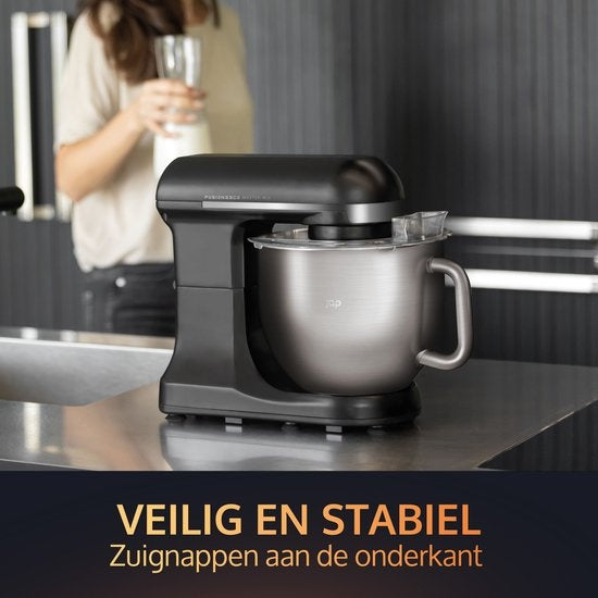 JAP Appliances Mastermix - Keukenmachine (1000W) - Keukenrobot met 6 snelheden en pulse-functie - Mixer met 5.7 liter mengkom - Inclusief pannenlikker - Mat zwart