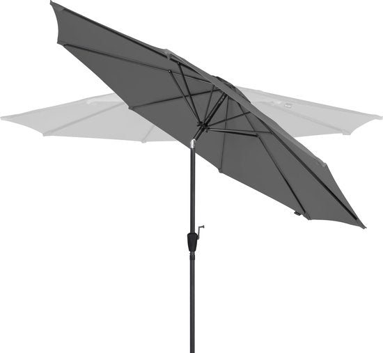 VONROC Premium Stokparasol Recanati Ø300cm – Incl. beschermhoes - Ronde parasol - Kantelbaar – UV werend doek - Grijs