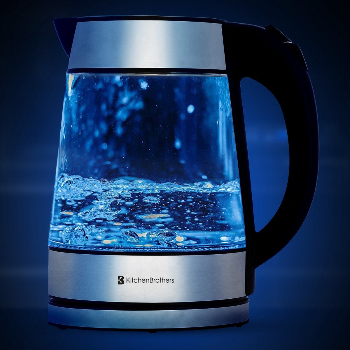 KitchenBrothers Waterkoker - 1.7L - Glas - BPA vrij - 2200W - 24.51x16.04x22.70 cm - Glas|Zonder temperatuurregeling