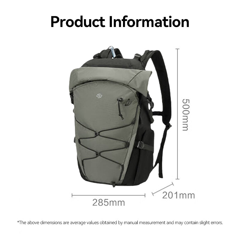 J.ZAO ochama×J.ZAO sportserie wandelrugzak voor buitengebruik, 25 l, ademende rugondersteuning, bewolkt groen