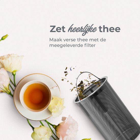 Vaja® Theepot Juliette met Filter - Dubbelwandig -Theekan 1.0L - Glimmend Zwart