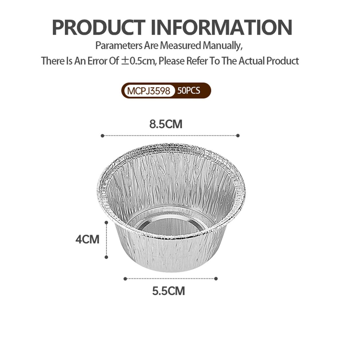 Maxcook Aluminum Foil Cake Cups, Pack of 50, MCPJ3598