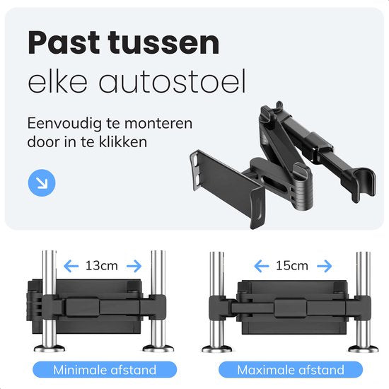 Tablet houder auto - Ipad houder - Hoofdsteun - Tot 18 inch - 360 graden Statief - Luft