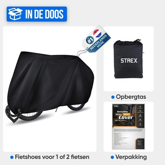 Strex Fietshoes Universeel voor alle Fietsen - Waterdicht Ultra Sterk Oxford - Fiets Hoes voor 1/2 Fietsen - Incl. Opbergzak