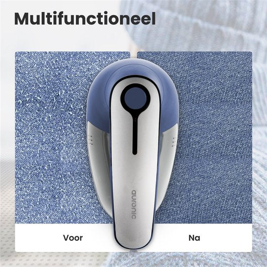 Auronic Elektrische Pluizenverwijderaar - Draadloze Ontpiller - Accuduur 60 minuten - Pluizentondeuse - 2 Extra Opzetstukken - Blauw