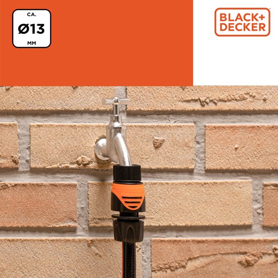 BLACK+DECKER Tuinslang Koppeling 1/2'' - Tuinslangen ⌀13mm - Kunststof - Zwart/ Oranje