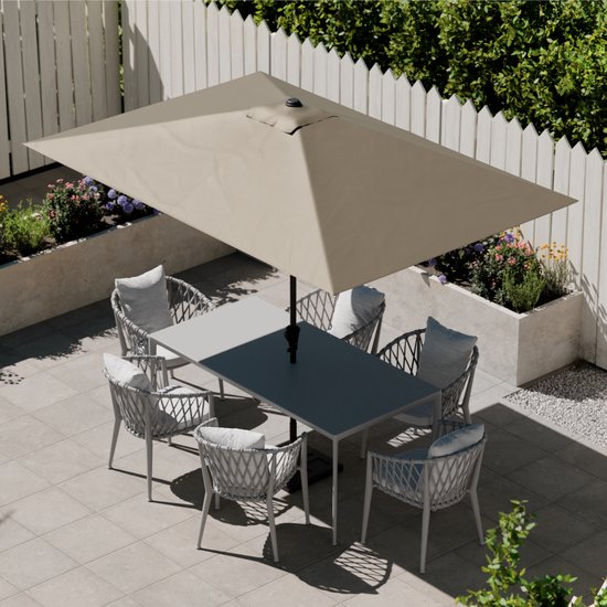 LifeGoods Parasol - Tuin - 200x300cm - 30° Kantelbaar - Waterdicht - UPF50+ - Taupe
