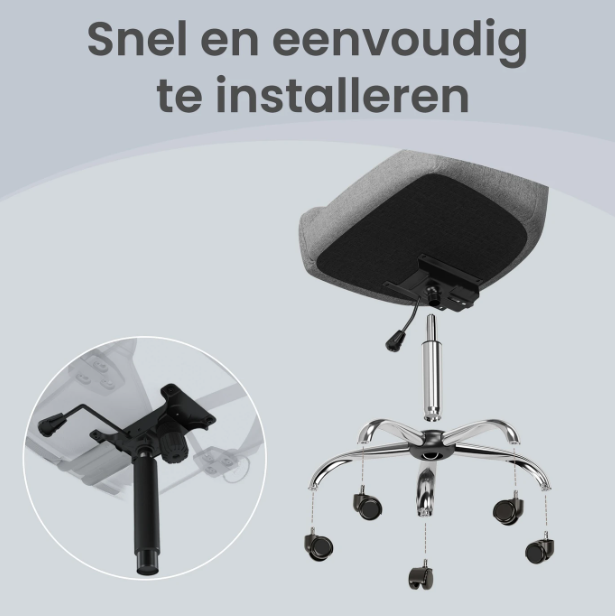 JOYFURNOS Draaistoel Grijs Linnen-look Hoogte Verstelbaar 86-96 cm