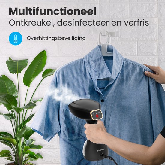 Auronic Kledingstomer - Stoomapparaat - Handstomer voor Kleding en Meubilair - 300ml - Zwart