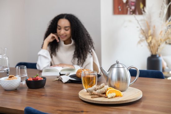 Vaja® Valerie Theepot met filter - Theekan - Dubbelwandig - 1.2 liter - RVS Mat