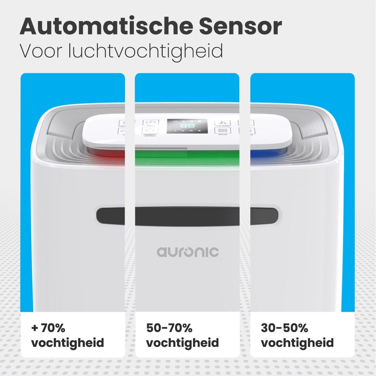 Auronic Luchtontvochtiger - 25L - Tot 40 m² - 420W - 34x21x55cm - Wit