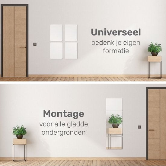 XL Plakspiegel 30x50 - 4 stuks - Zelfklevende - Plakspiegels - Hollywood make up spiegel - Deur - Spiegel - Folie - Badkamer - Grote - Sticker - Pas - Wand - Spiegel