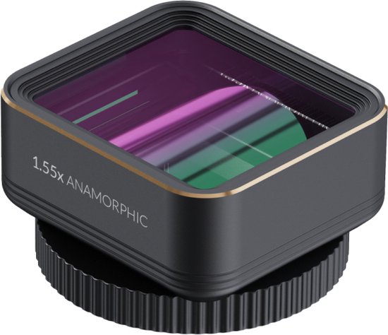 Shiftcam LensUltra 1.55x Anamorphic – Cinematografische Ultrabrede Video – Kenmerkende Anamorfe Flare – Fluorietoptiek voor Beeldhelderheid en Kleurnauwkeurigheid - Zwart