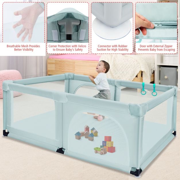 Babybox – Met 50 Speelballen & 2 Deuren – 120 x 190 cm – Blauw