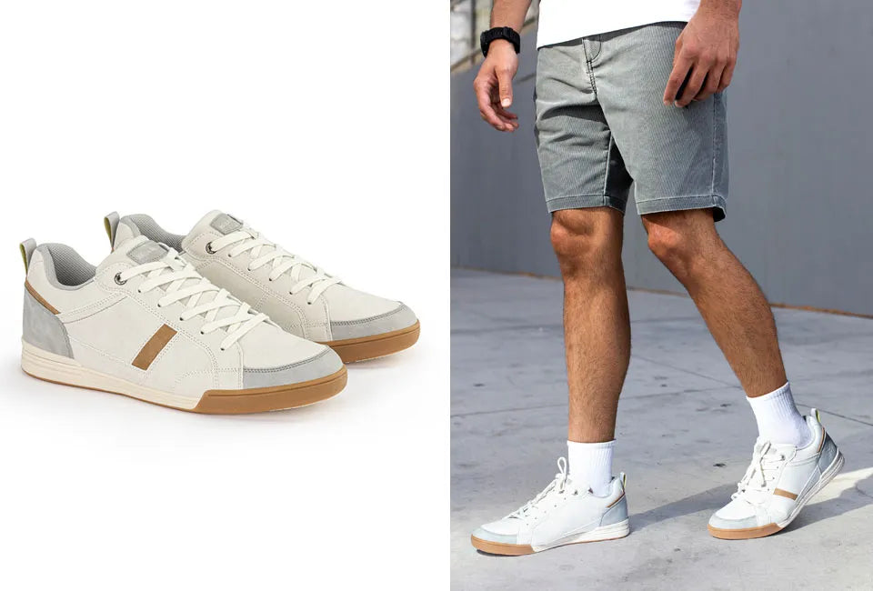 Milanoro Off White Low PU Leather Sneakers – Heren – Maat 42 – Stijlvol & Comfortabel – Vegan PU Leder